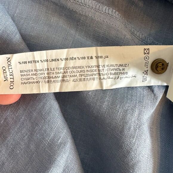 Mudo Collection Women's 100% Blue Linen Blouse Size 8 - Picture 6 of 6